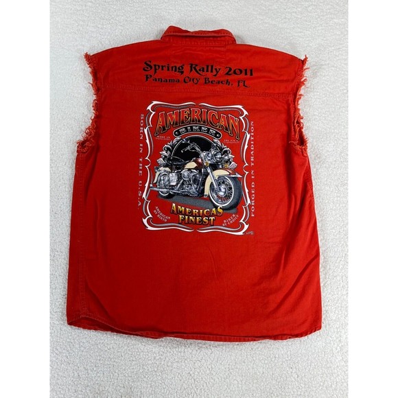 V-Twin Motorcycle Apparel 2011 Panama City FL Men's M Red Sleeveless Biker Vest - Picture 6 of 10